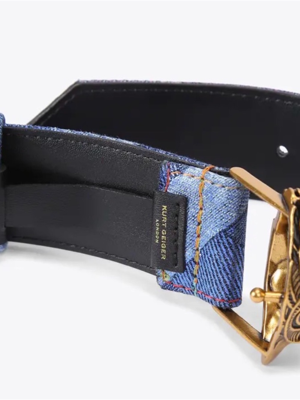 NWT KURT GEIGER KENSINGTON 38 belt pink/blue sz s/m $138 wow!!! - Picture 3 of 5